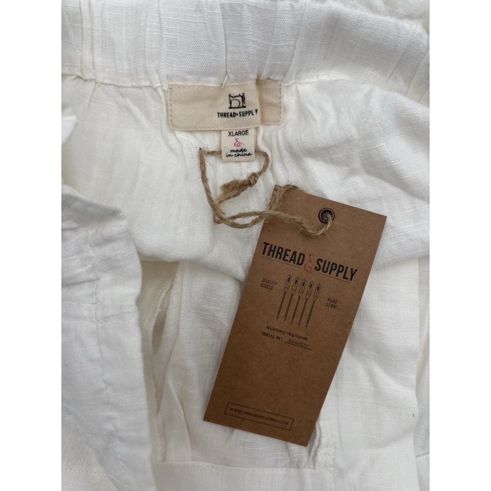 Thread & Supply Linen Blend Wide Leg Pants White XL NWT Beach Resort Boho - Picture 2 of 9